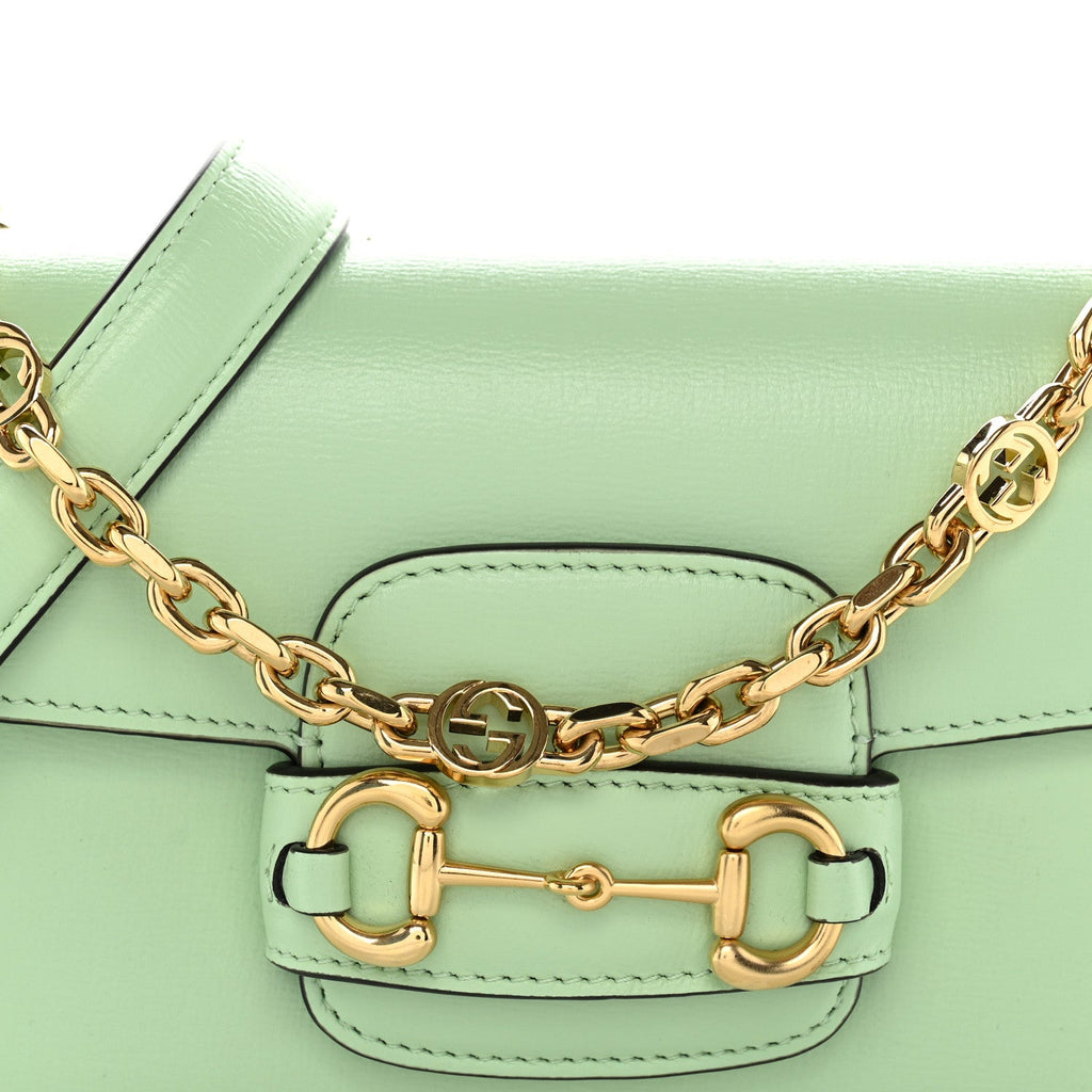 Azalea Calfskin Small Horsebit 1955 Chain Shoulder Bag Light Green