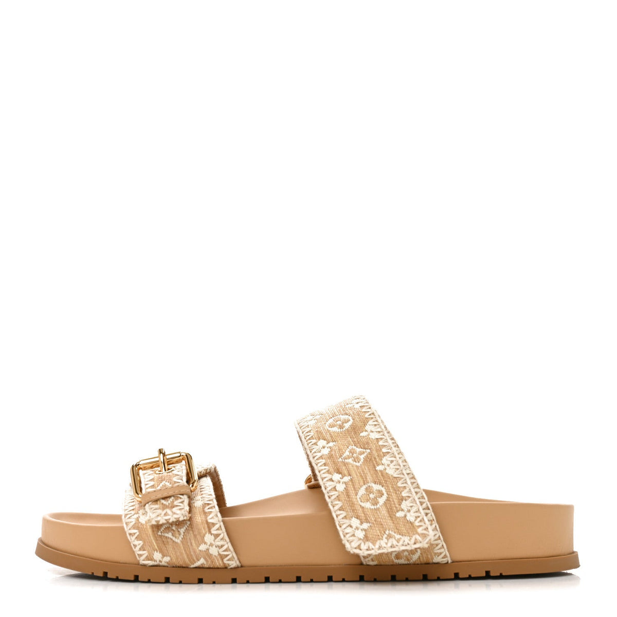 Raffia Monogram Bom Dia Flat Mule Sandals 39 Natural