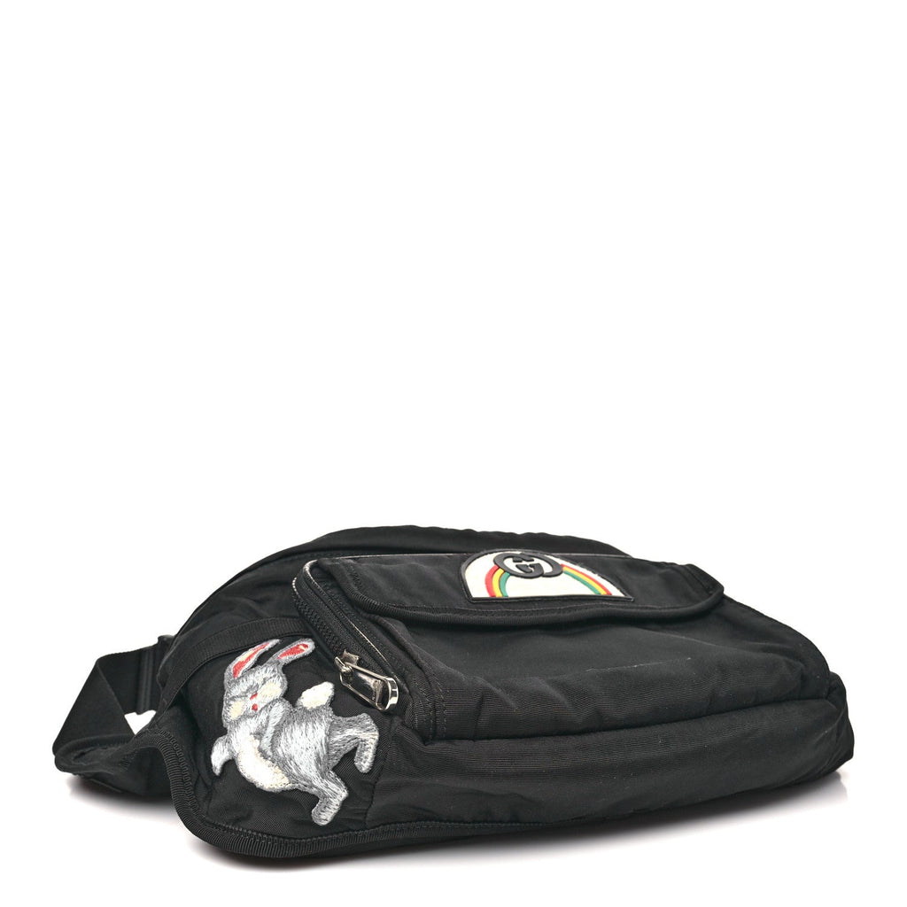 Nylon Retro Patch Convertible Belt Bag Black
