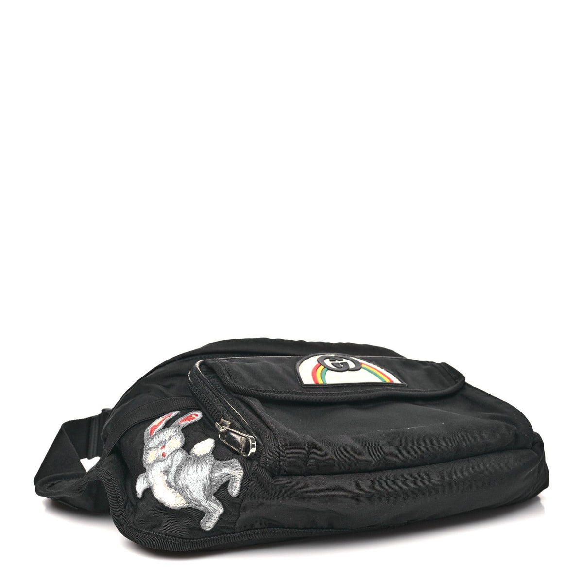 Nylon Retro Patch Convertible Belt Bag Black