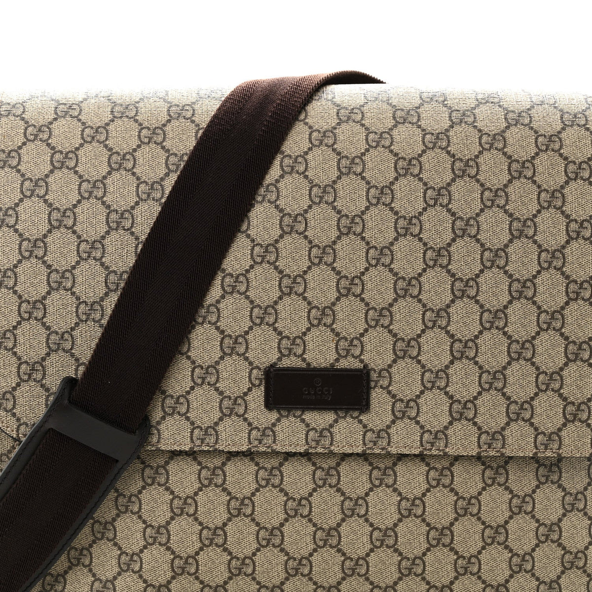GG Plus Monogram Messenger Diaper Bag Dark Brown