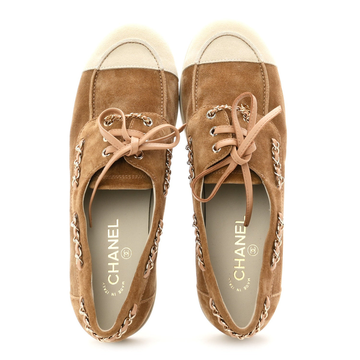 Suede Calfskin CC Chain Loafers 41 Dark Beige