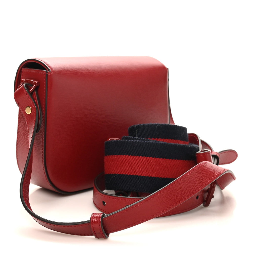 Azalea Calfskin Web Monochrome Horsebit 1955 Shoulder Bag New Cherry Red New Cherry Red