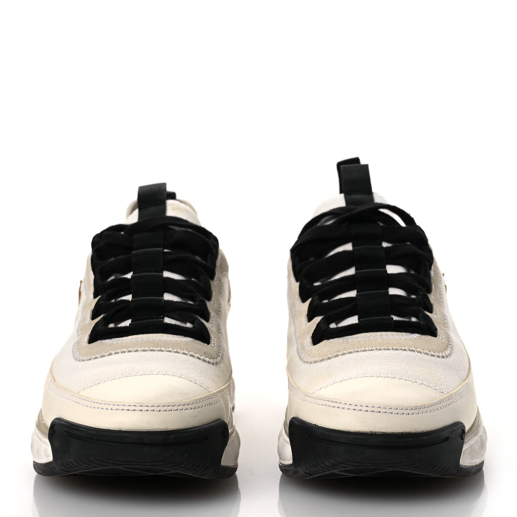 Velvet Calfskin Mixed Fibers CC Sneakers 40 Ivory Black