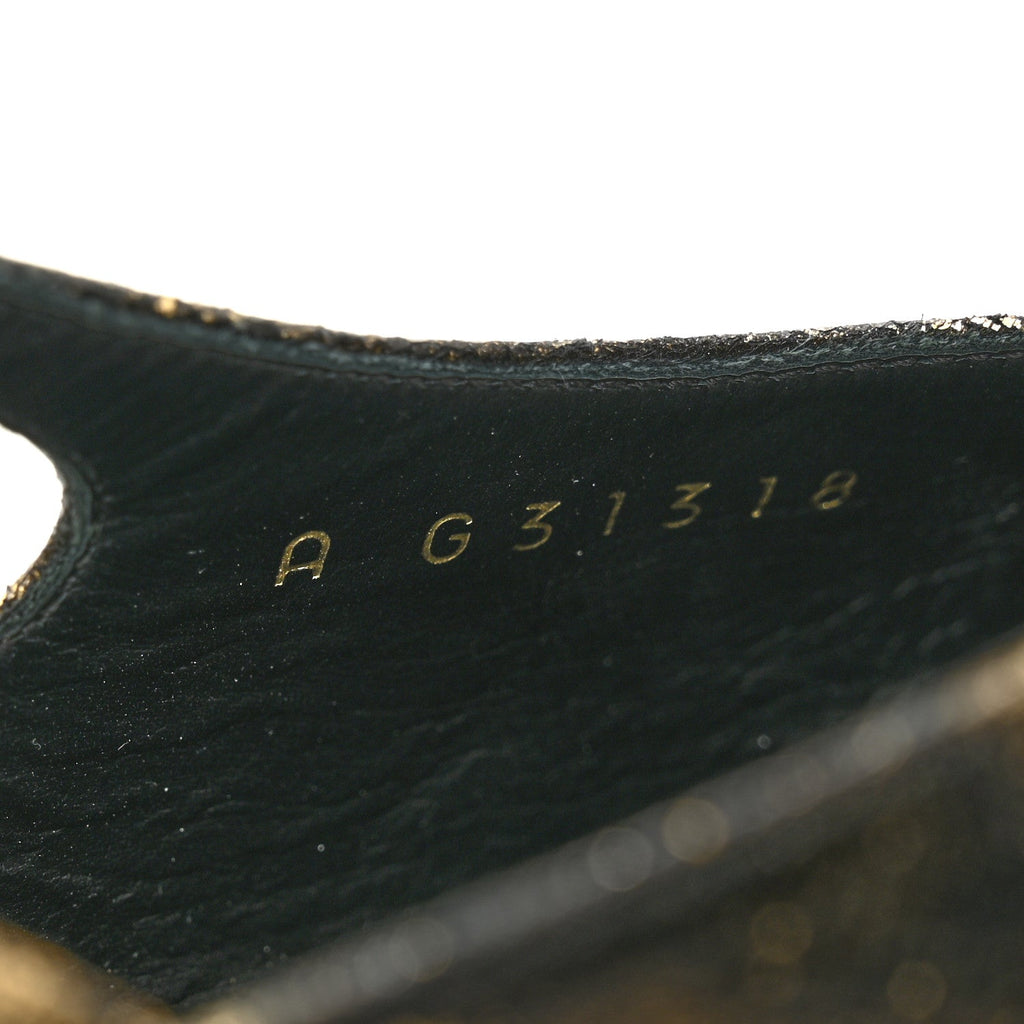 Laminated Lambskin Grosgrain Cap Toe CC Slingback Pumps 38 Gold Black