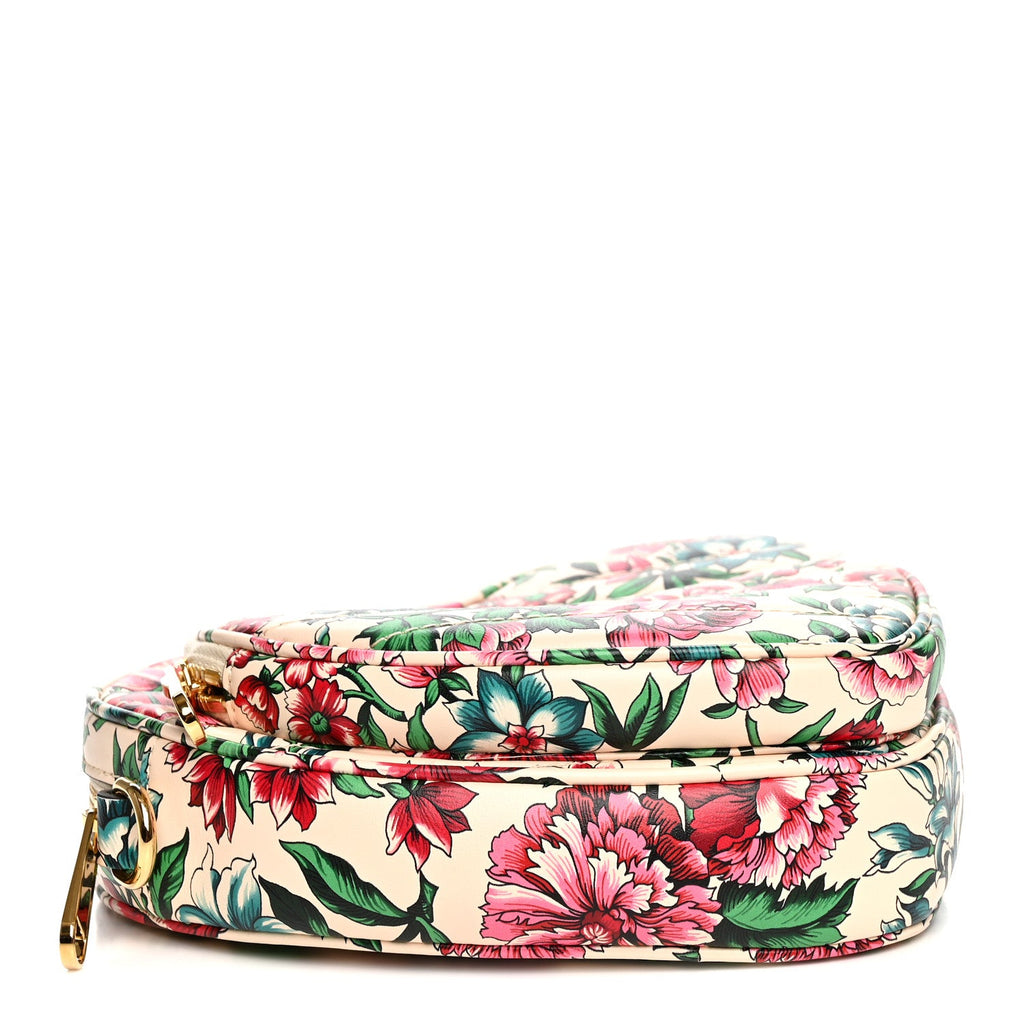 Calfskin Brit Roses Print Matelasse Diagonal Mini Interlocking G Heart Shoulder Bag Multicolor
