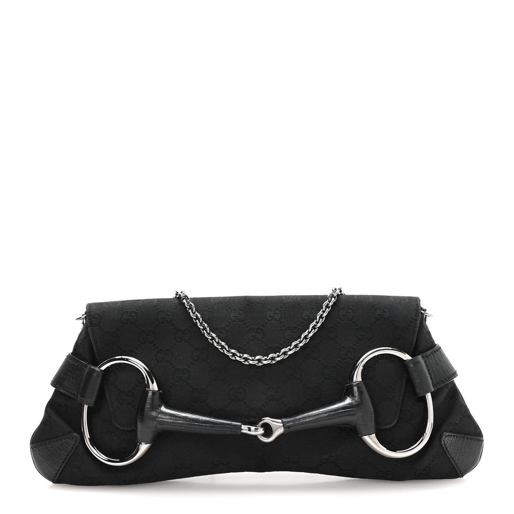 Monogram Horsebit Chain Clutch Black