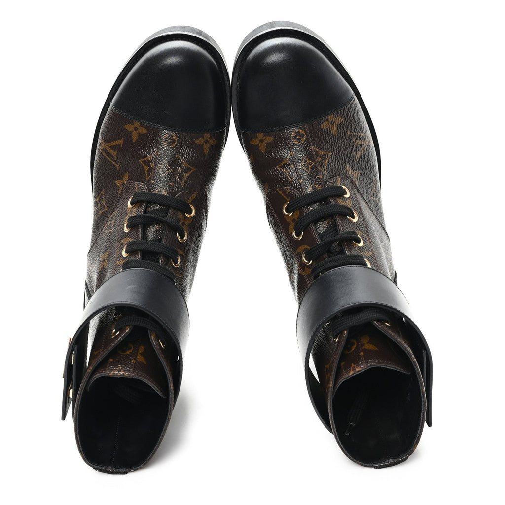 Calfskin Monogram Wonderland Flat Ranger Boots 38 Black