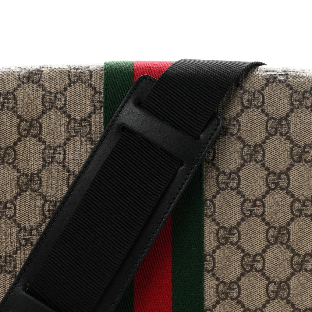 GG Supreme Monogram Web Flap Messenger Bag Black