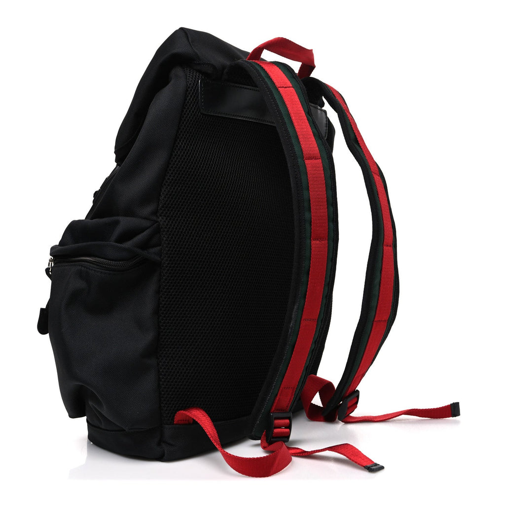 Techno Canvas Web Double Buckle Backpack Black