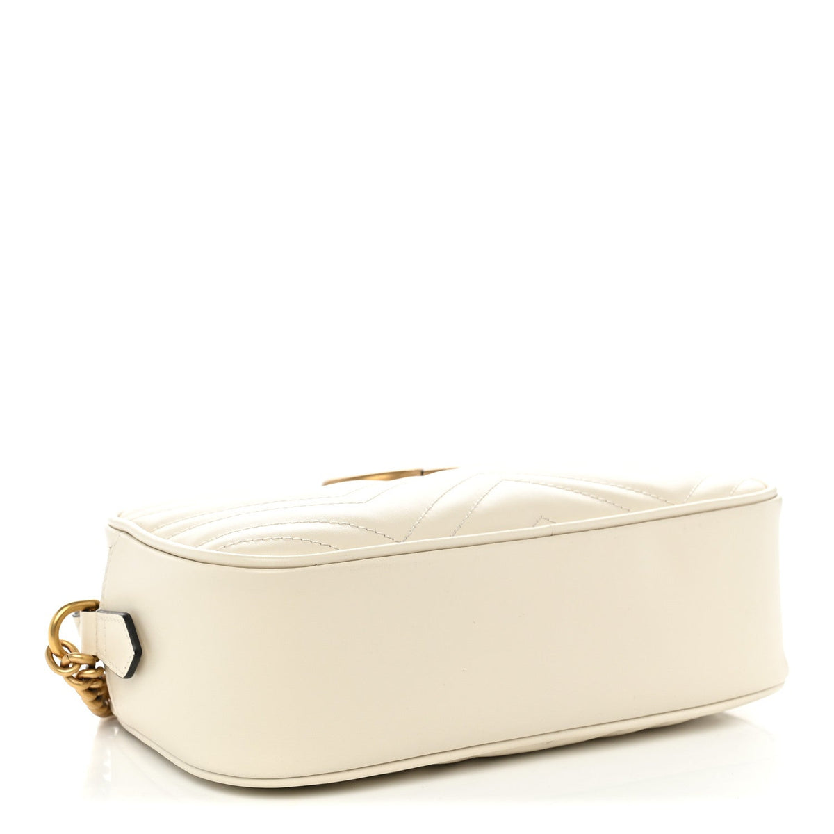 Calfskin Matelasse Small GG Marmont Chain Shoulder Bag White