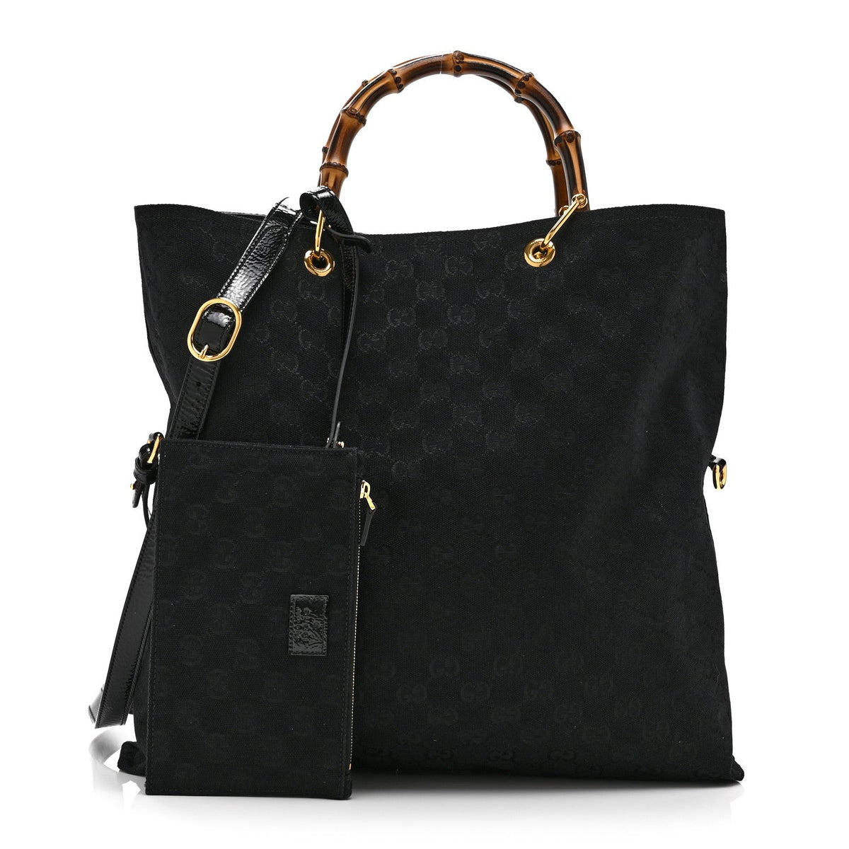 GG Monogram Bamboo Reversible Tote Black