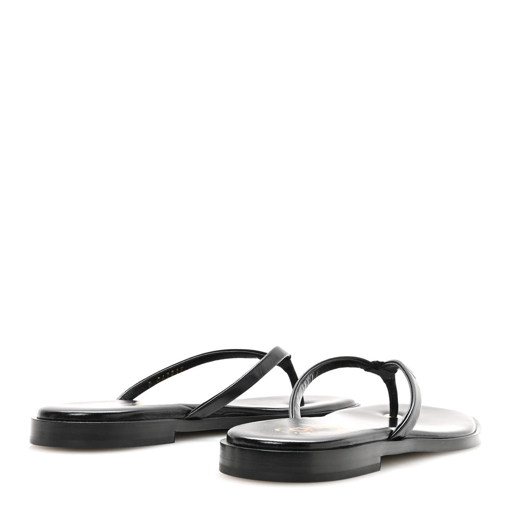 Goatskin Times Square Thong Sandals 39.5 Black