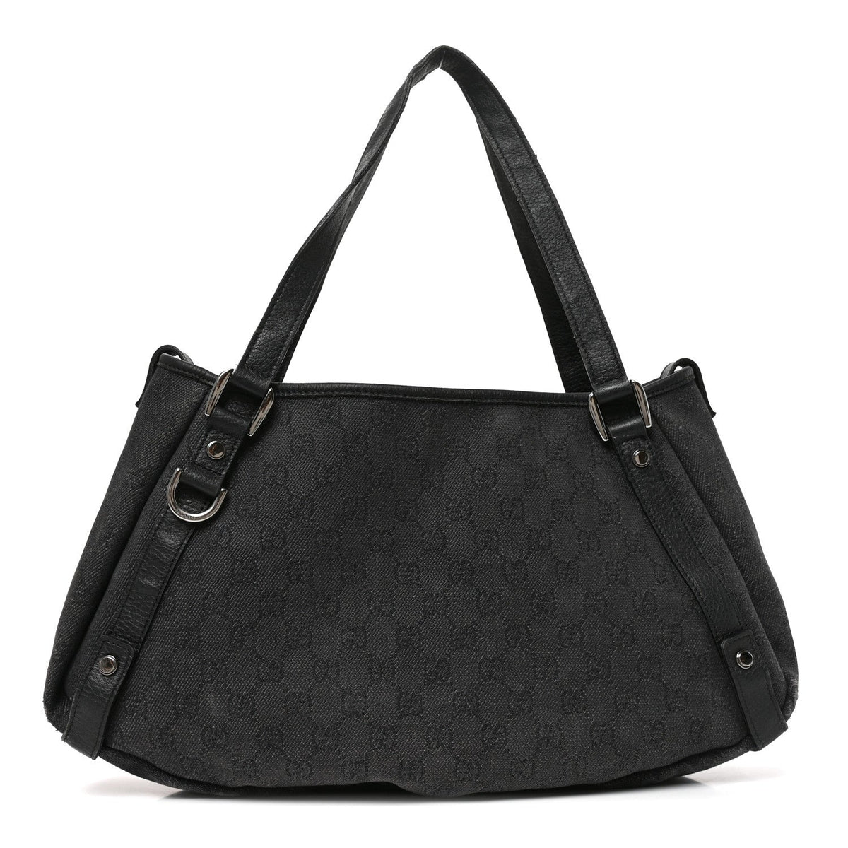 Monogram Denim Medium Abbey Shoulder Bag Black