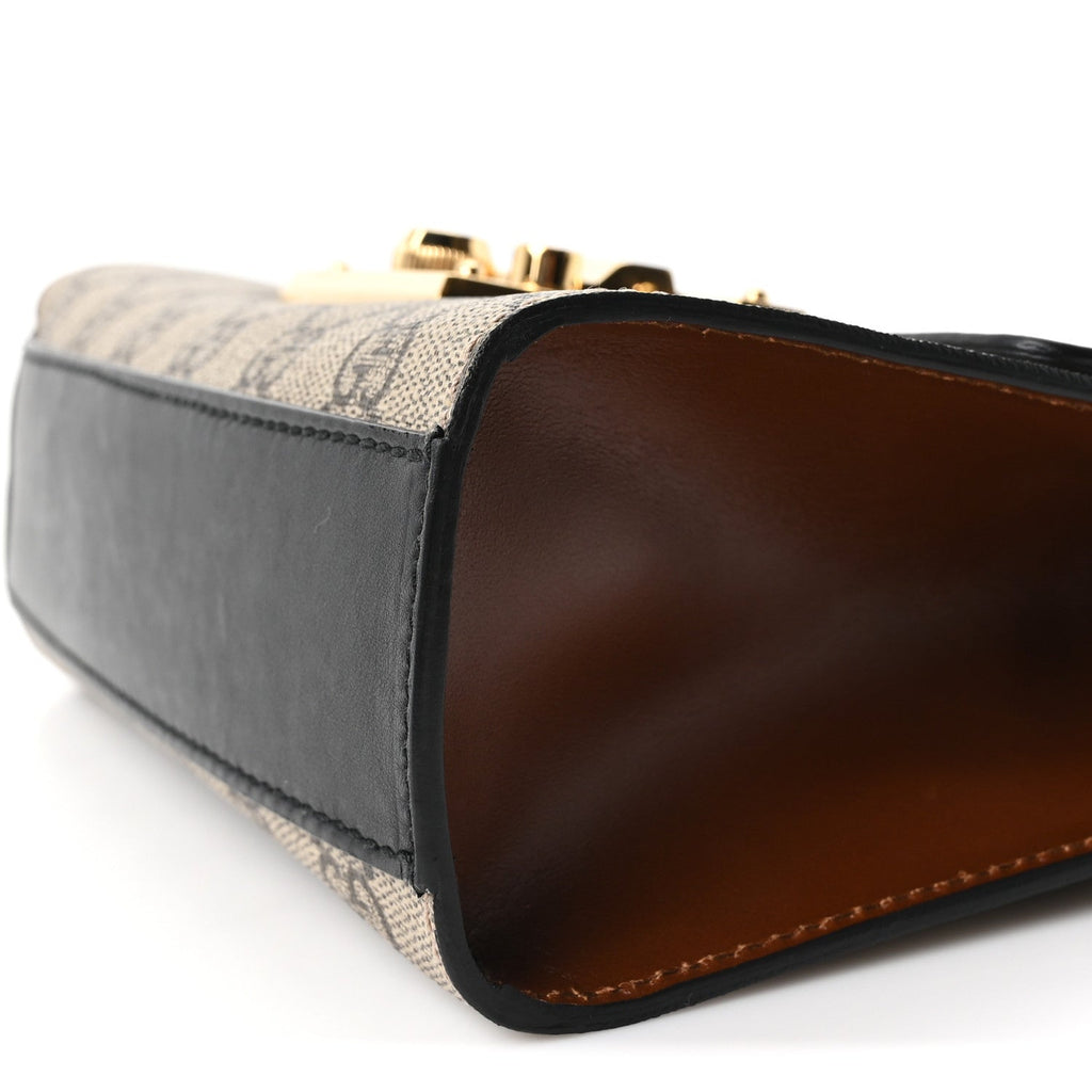 GG Supreme Monogram Calfskin Small Padlock Shoulder Bag Beige Black Cuir