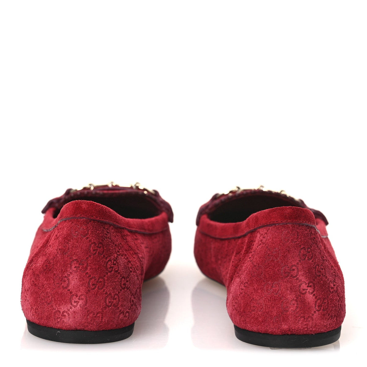Suede Micro GG Horsebit Womens Kensington Moccasin Loafers 37  Rosso Ancora