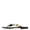 Metallic Laminated Goatskin Grosgrain Bow Pearl Thong Sandals 37 Gold