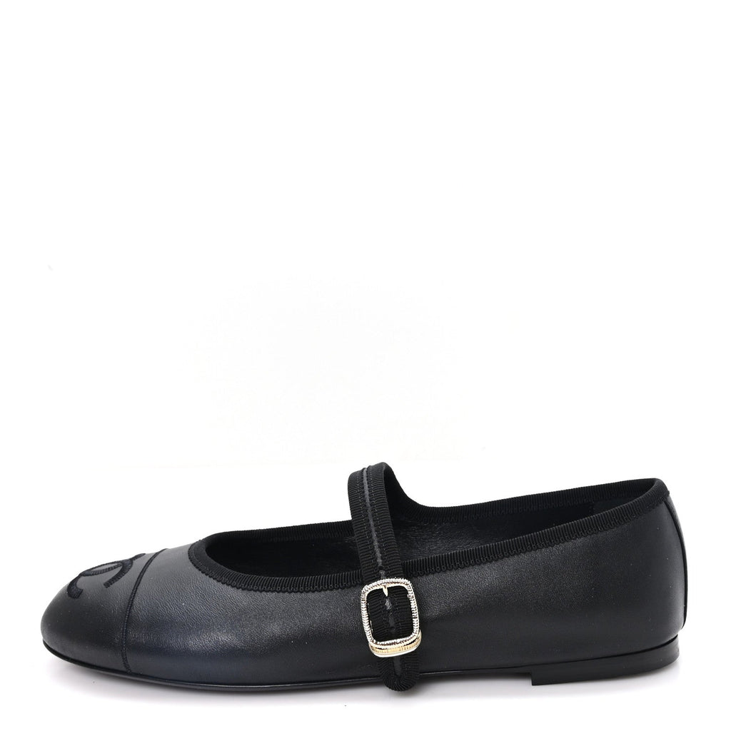 Lambskin Mary Jane Flats 40.5 Black