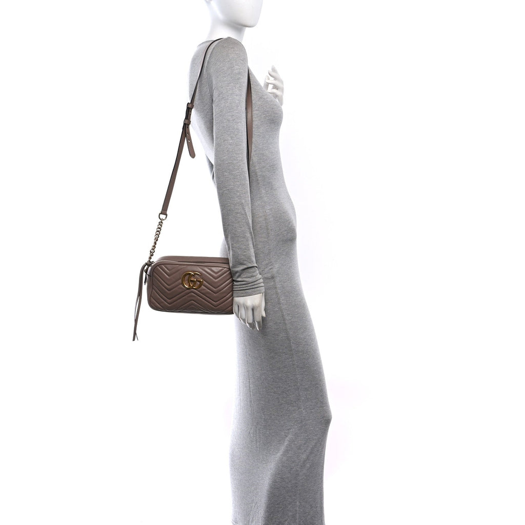Calfskin Matelasse Small GG Marmont Chain Shoulder Bag Porcelain Rose