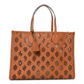 Calfskin GG Monogram Diamond Cut Medium Ophidia Tote Bag Brown