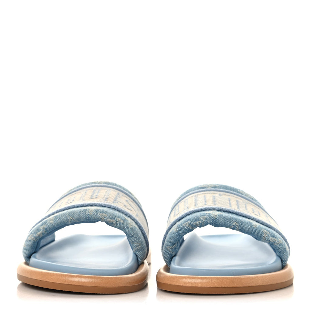 Monogram Denim LV Bliss Womens Comfort Mules 39 Turquoise