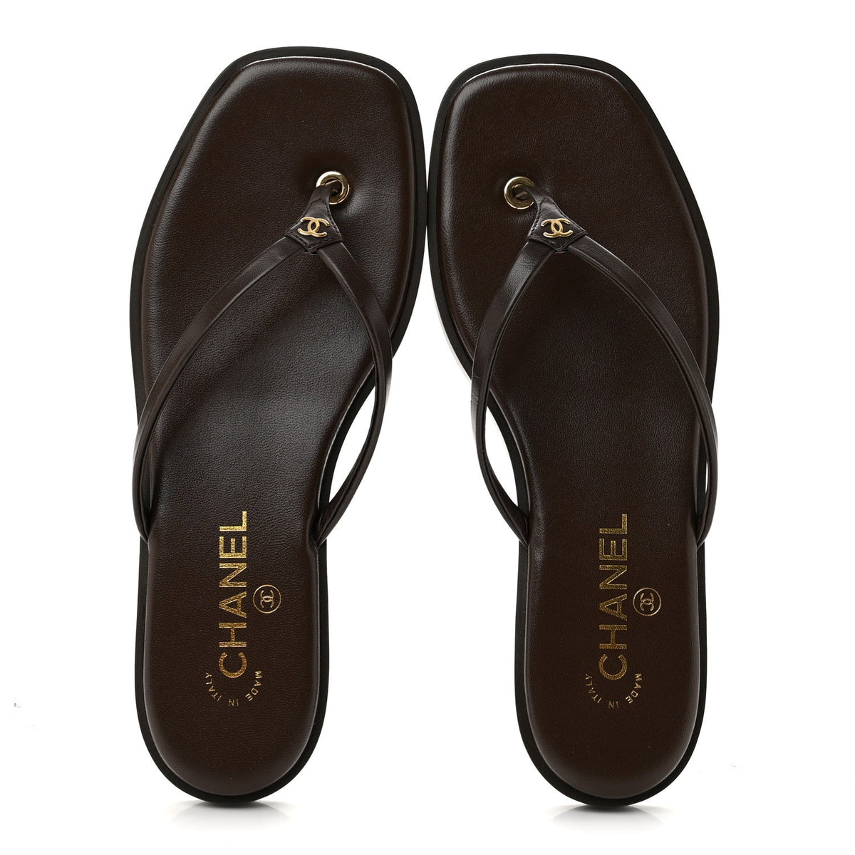 Goatskin CC Times Square Thong Sandals 39 Brown
