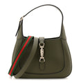 Grained Calfskin Web Medium Jackie 1961 Hobo Dark Green