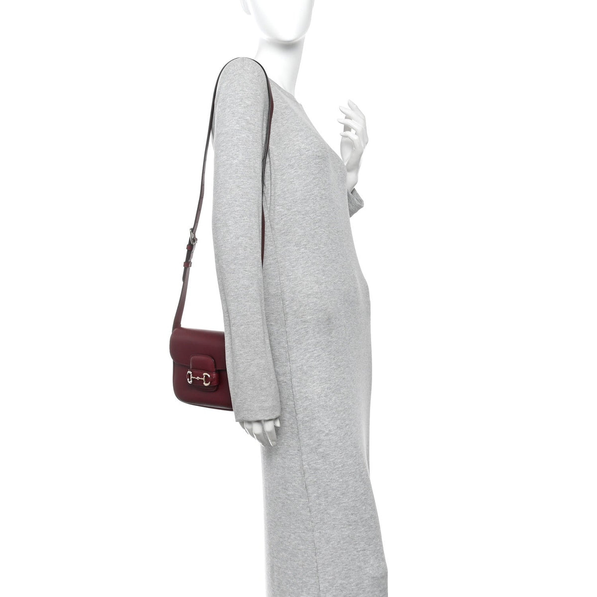 Arabella Calfskin Horsebit 1955 Shoulder Bag Rosso Ancora