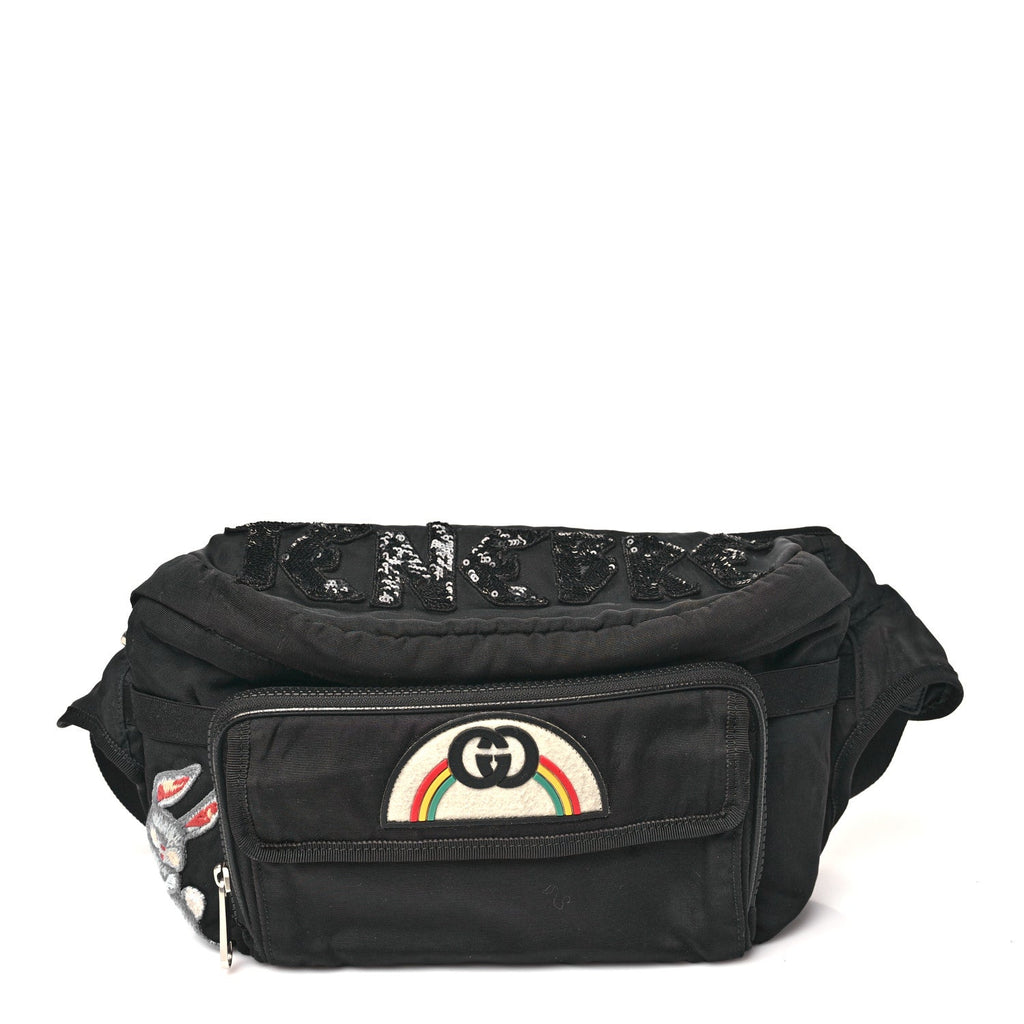 Nylon Retro Patch Convertible Belt Bag Black