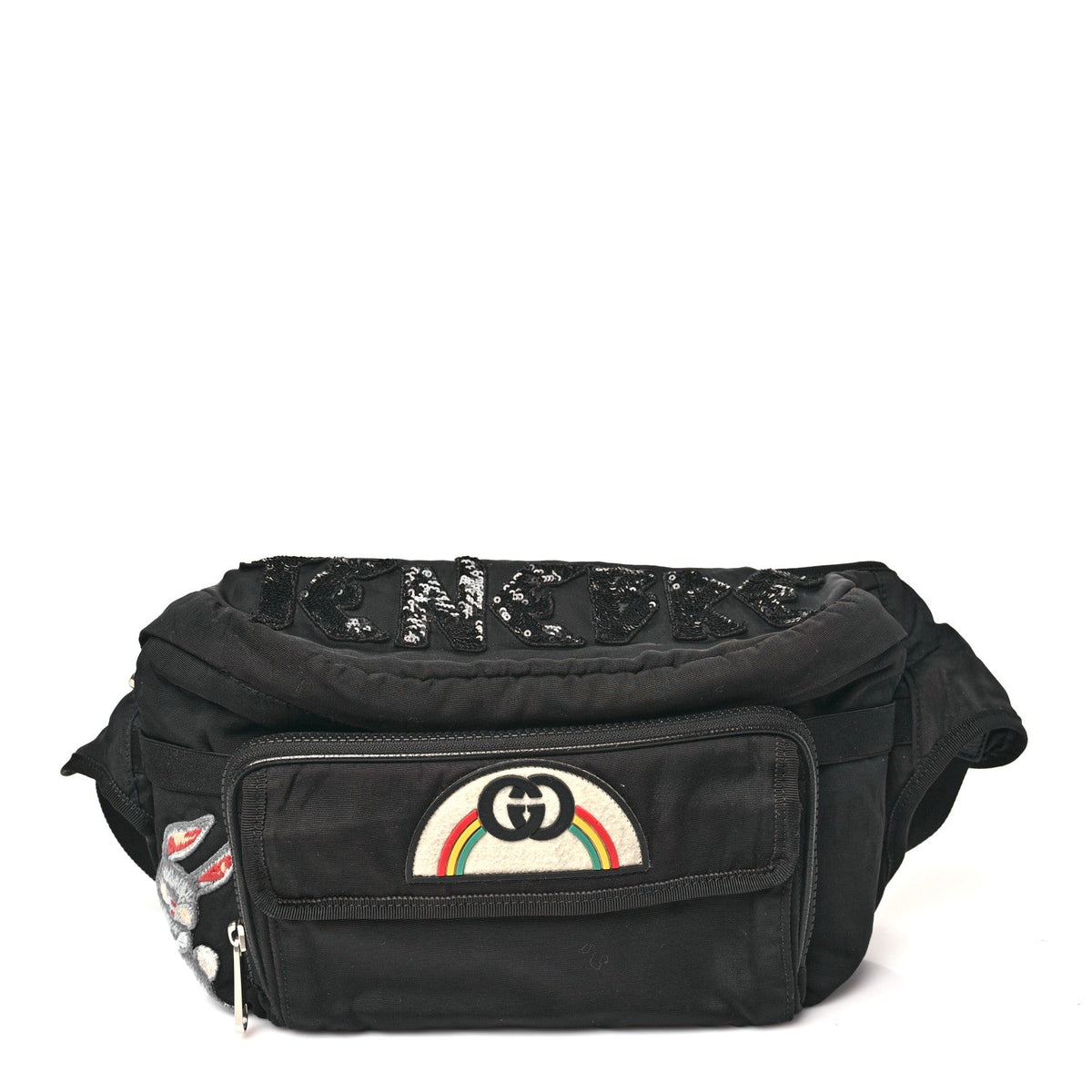 Nylon Retro Patch Convertible Belt Bag Black