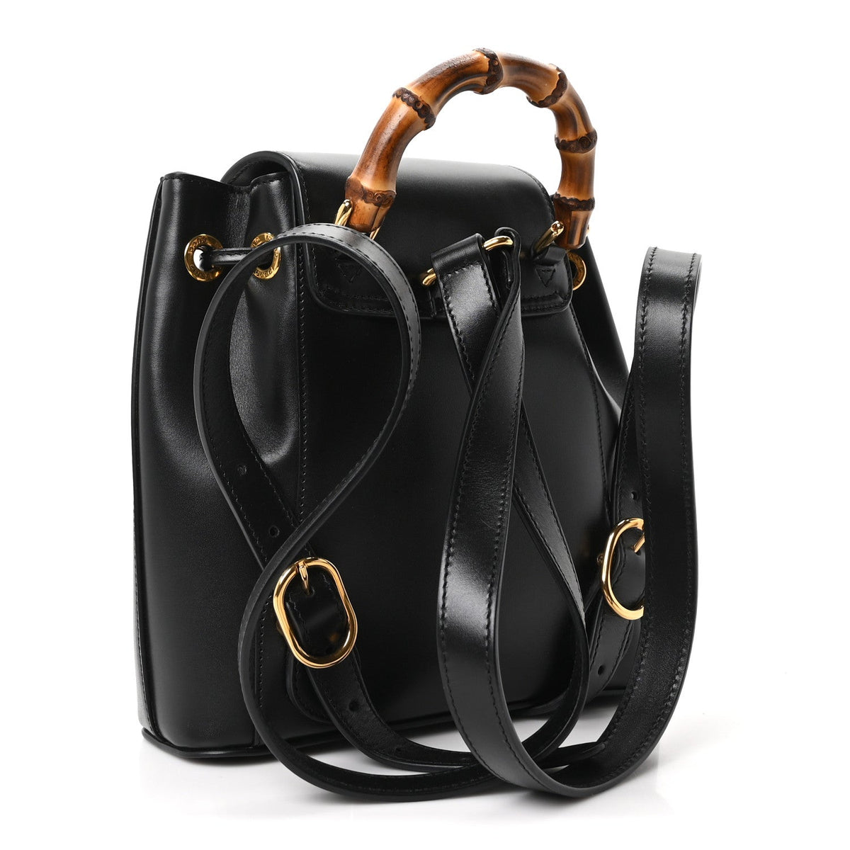 Calfskin Bamboo Backpack Black