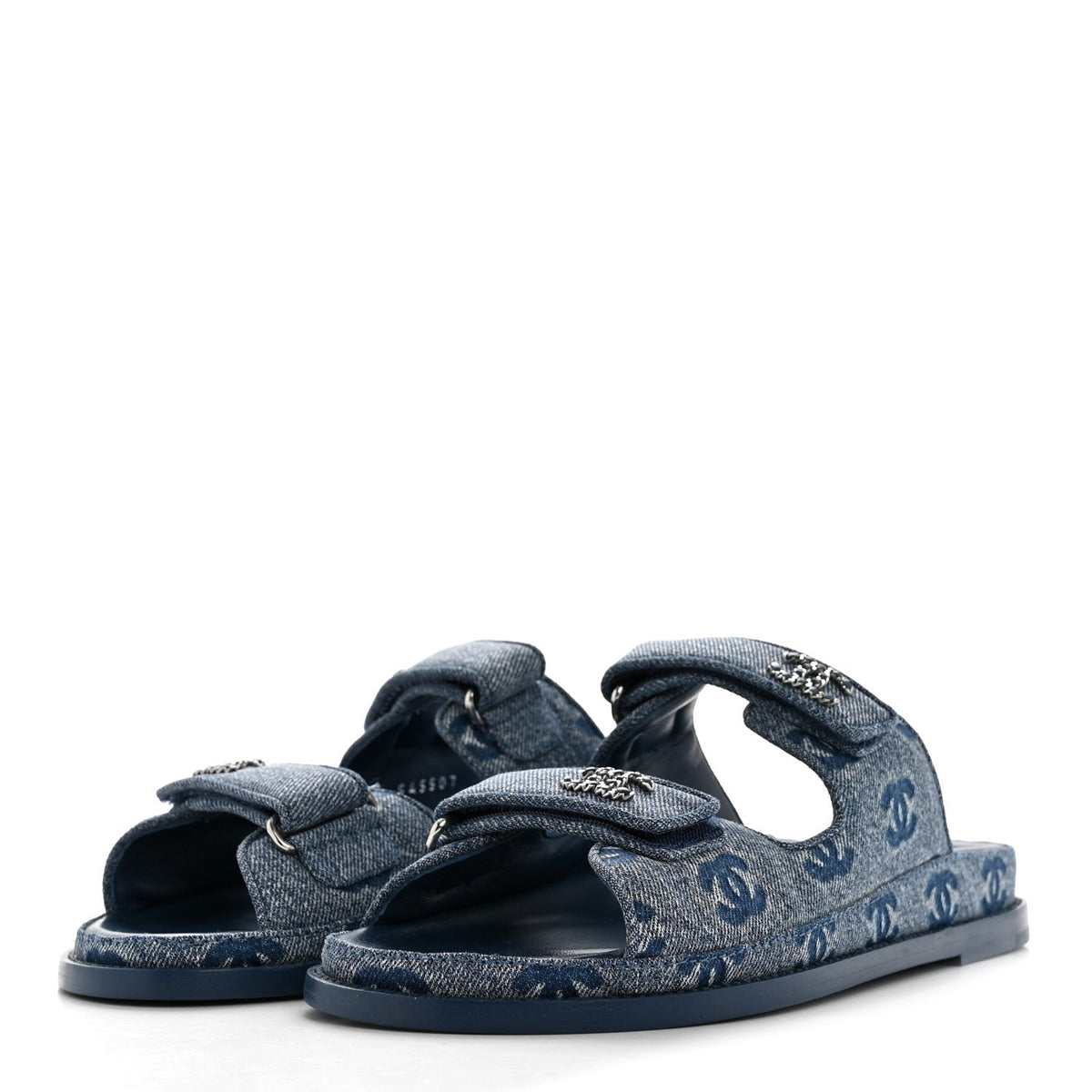 Denim CC Velcro Dad Chain CC Slide Sandals 39 Blue