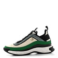 Suede Calfskin Mixed Fibers CC Sneakers 39.5 Ivory Green Light Blue