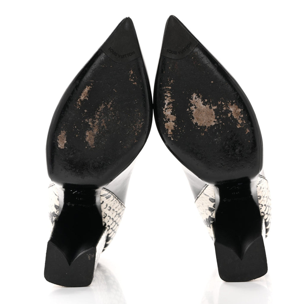 Calfskin Snakeskin Embossed Matchmake Pumps 35 Black White