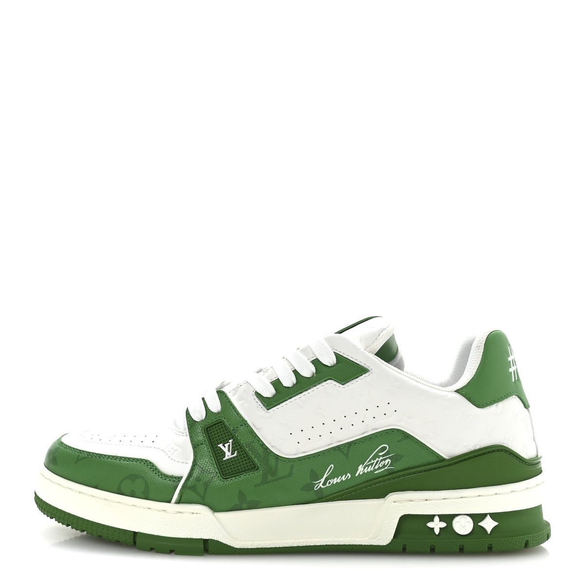 Calfskin Monogram Mens LV Trainer Sneakers 8.5 Green