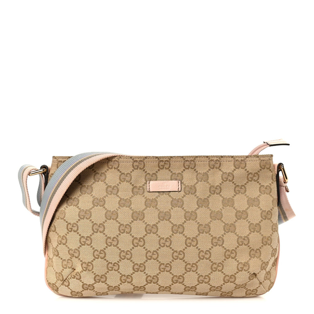 Monogram Web Small Flat Messenger Crossbody Pink Blue