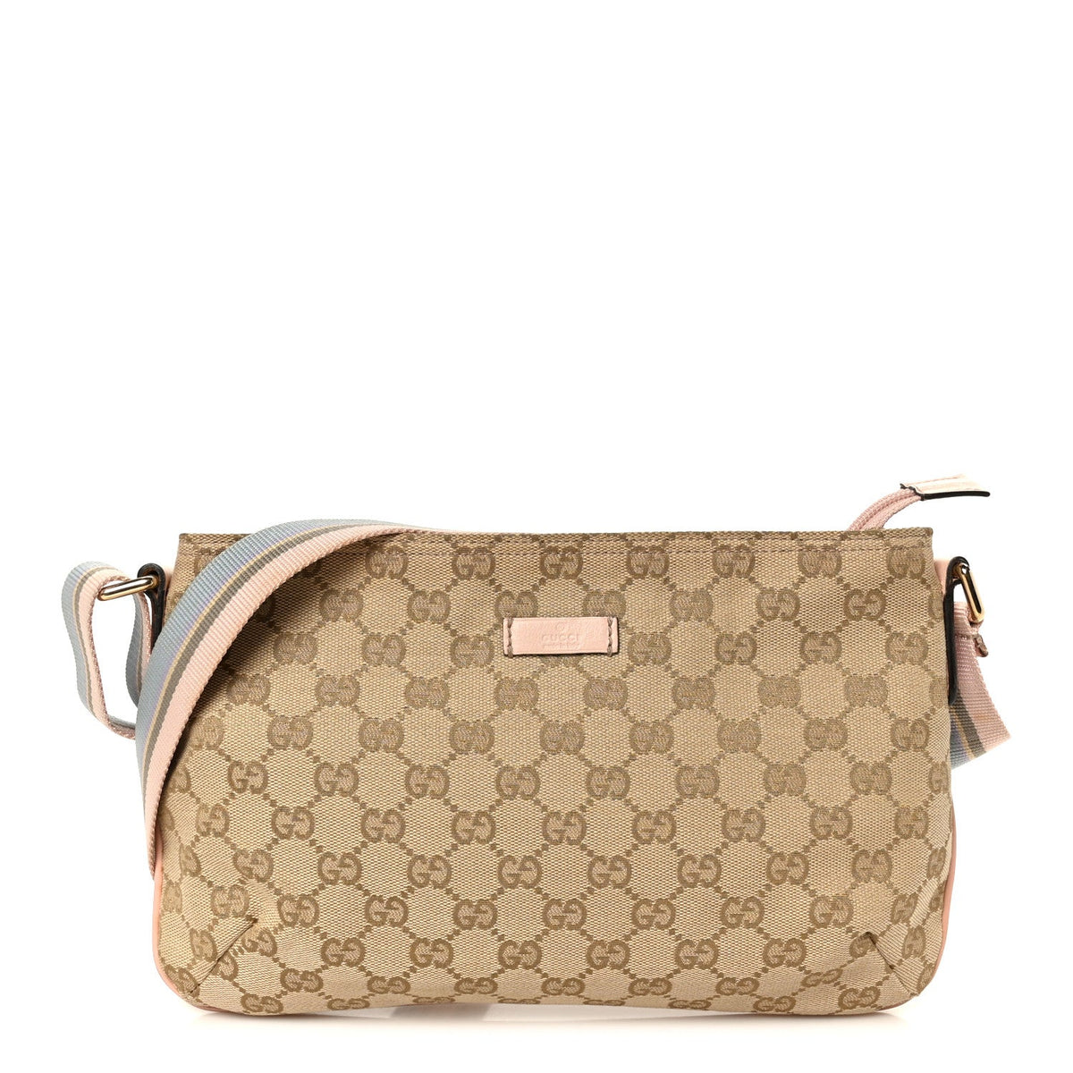 Monogram Web Small Flat Messenger Crossbody Pink Blue