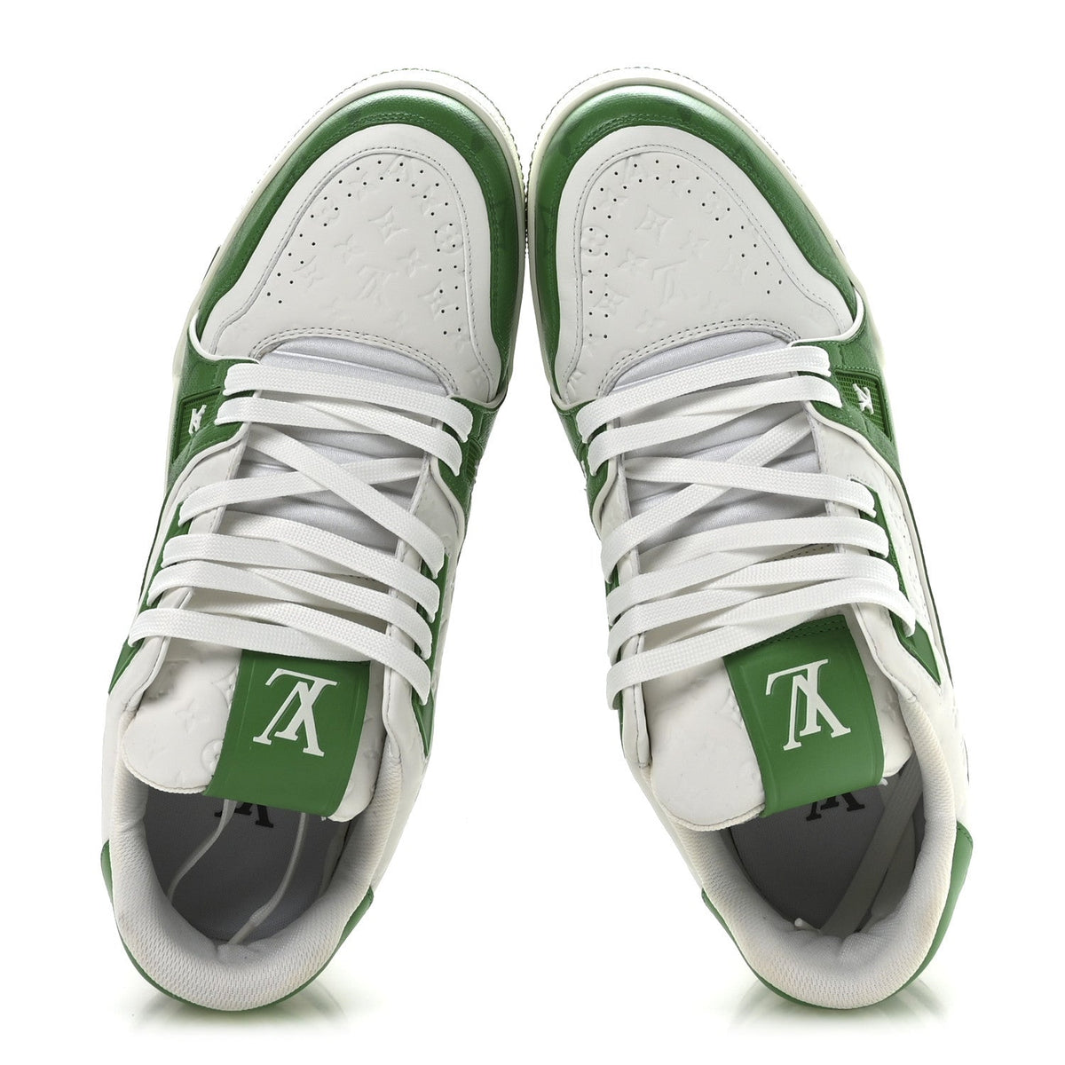 Calfskin Monogram Mens LV Trainer Sneakers 8.5 Green