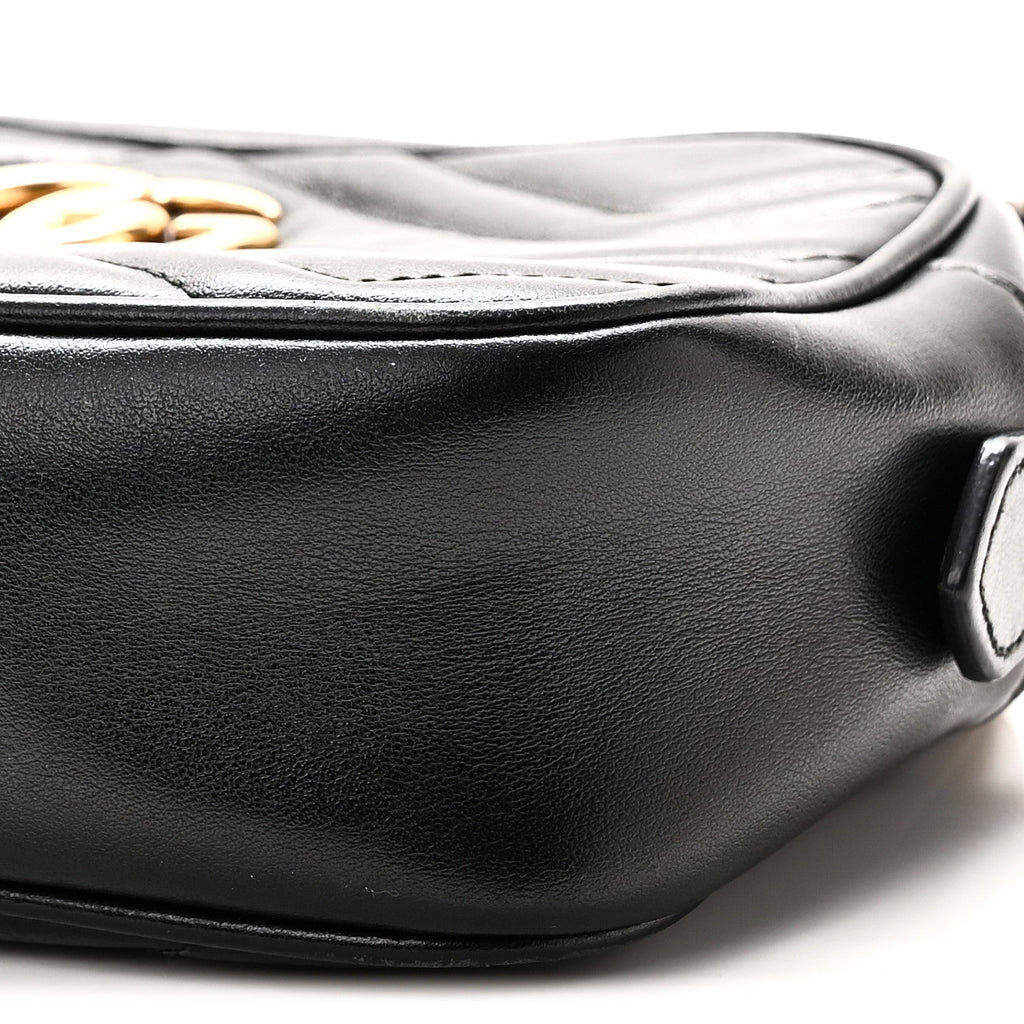 Calfskin Matelasse Mini GG Marmont Chain Shoulder Bag Black