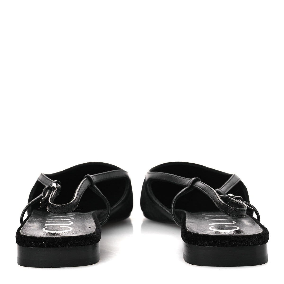 Velvet GG Monogram Slingback Ballet Flats 37.5 Black