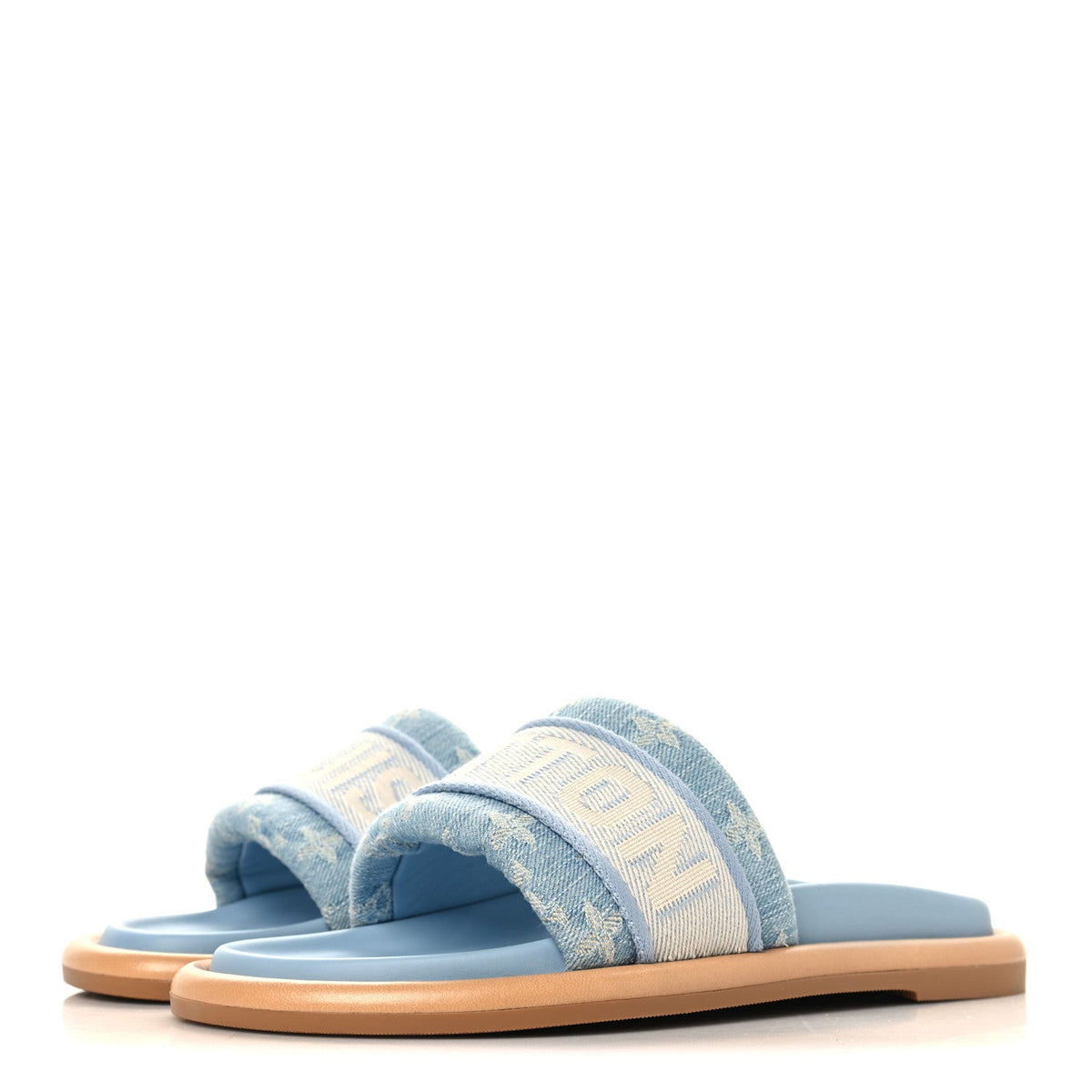 Monogram Denim LV Bliss Womens Comfort Mules 36 Turquoise