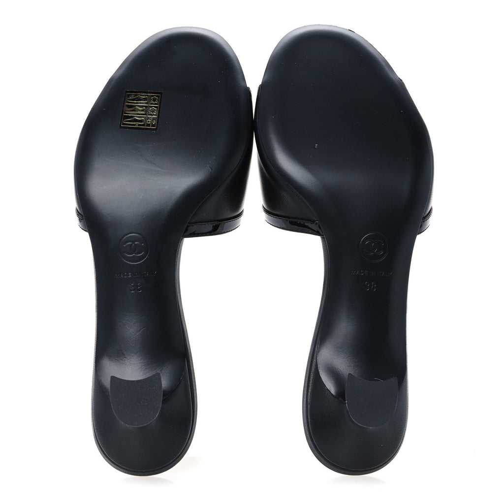 Lambskin CC Cutout Mules 38 Black