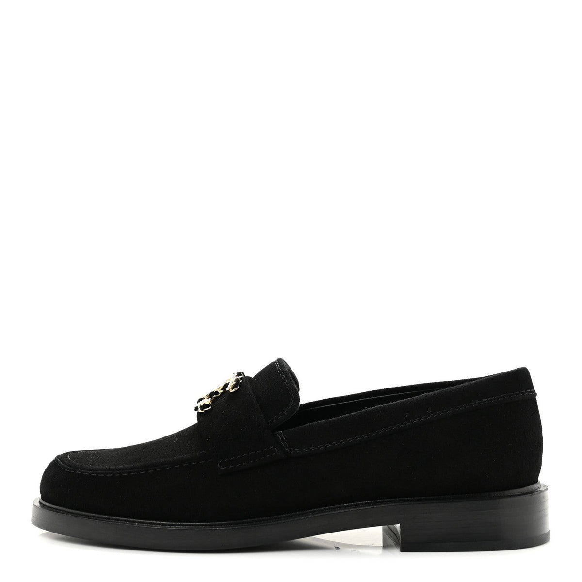 Suede Kidskin Crystal CC Loafers 37 Black