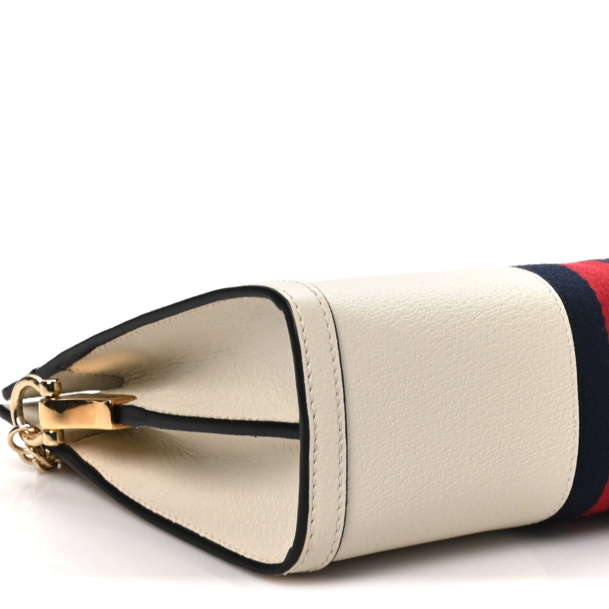 Textured Calfskin Web Small Ophidia Chain Shoulder Bag Mystic White