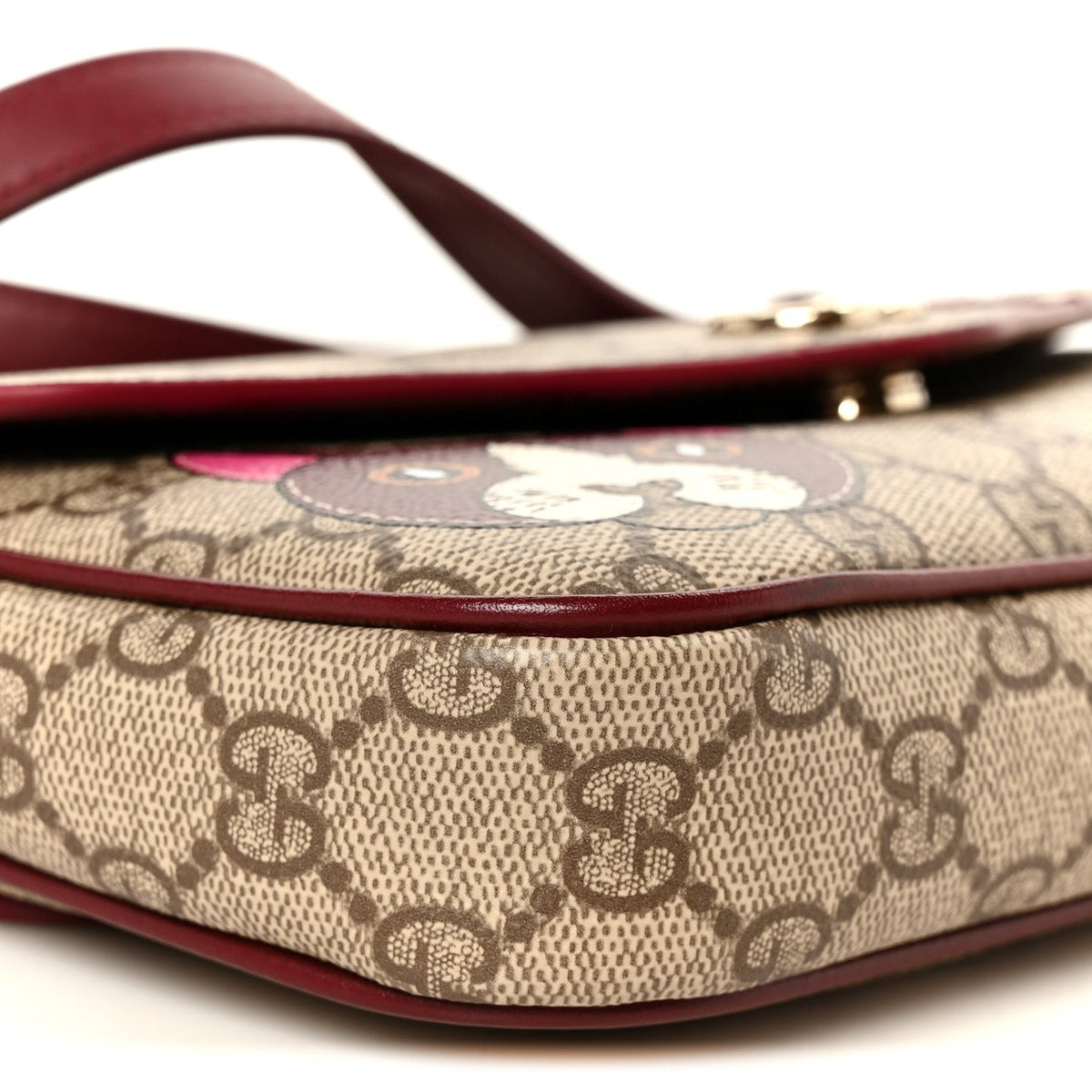 GG Supreme Monogram Cat Print Mini Shoulder Bag Beige Ebony Rosso Ancora