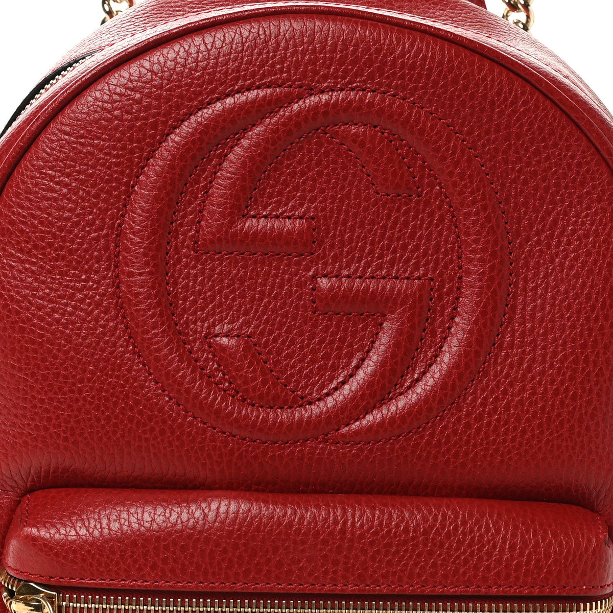 Pebbled Calfskin Soho Chain Backpack Hibiscus Red