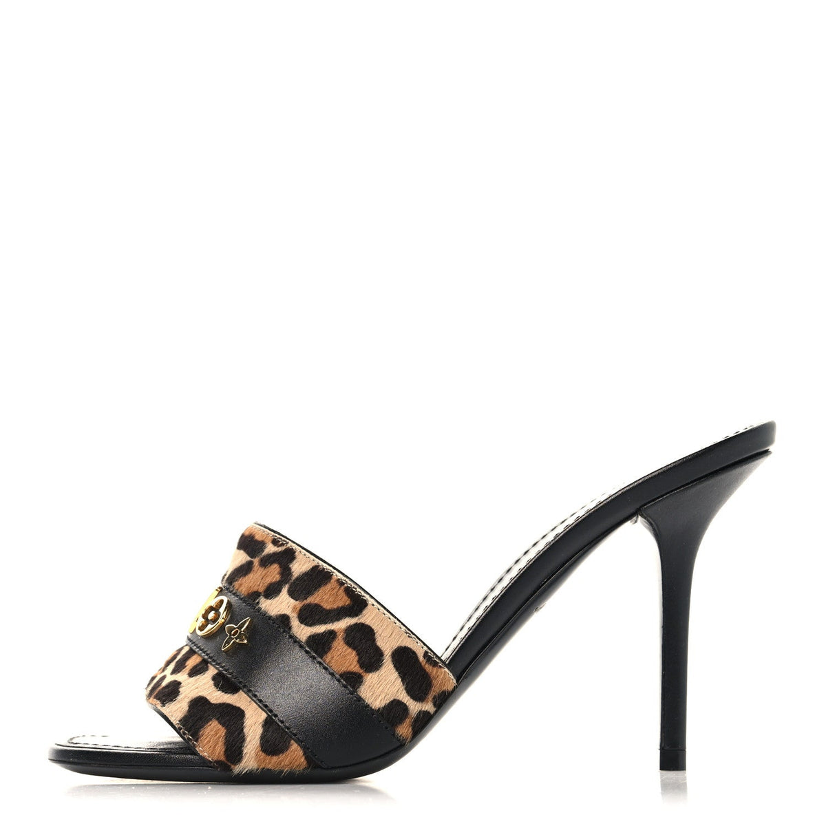 Calfskin Pony Hair Leopard Revival Mules 37 Brown