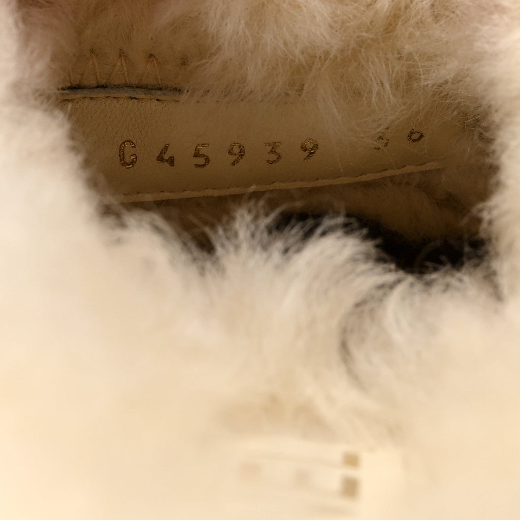 Suede Shearling CC Cap Toe Mules 36 Beige Black