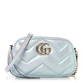 Iridescent Nappa Chevron Matelasse Small GG Marmont Chain Shoulder Bag Iridescent Snow Light Blue