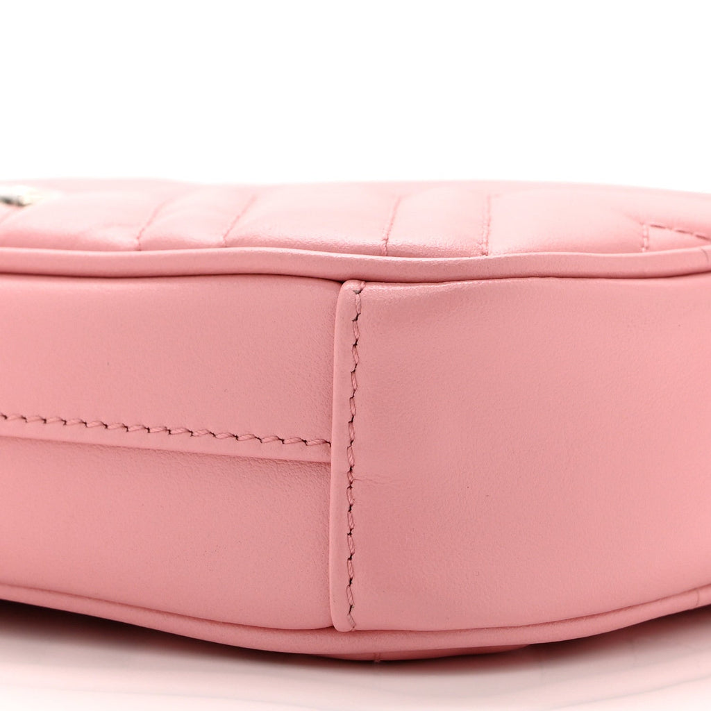 Calfskin Matelasse Mini GG Marmont Crossbody Bag Wild Rose